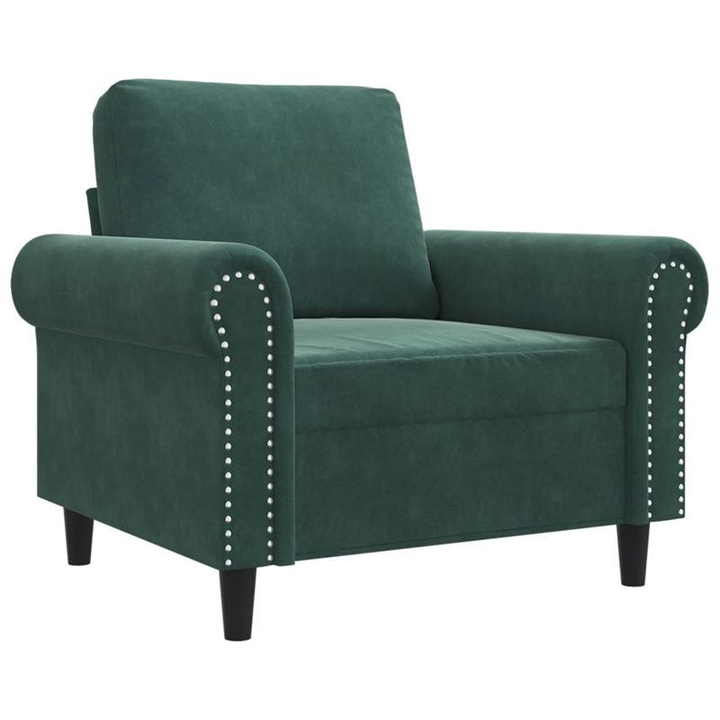 Bowery Hill Contemporary Single Sofa Chair in Dark Green Velvet