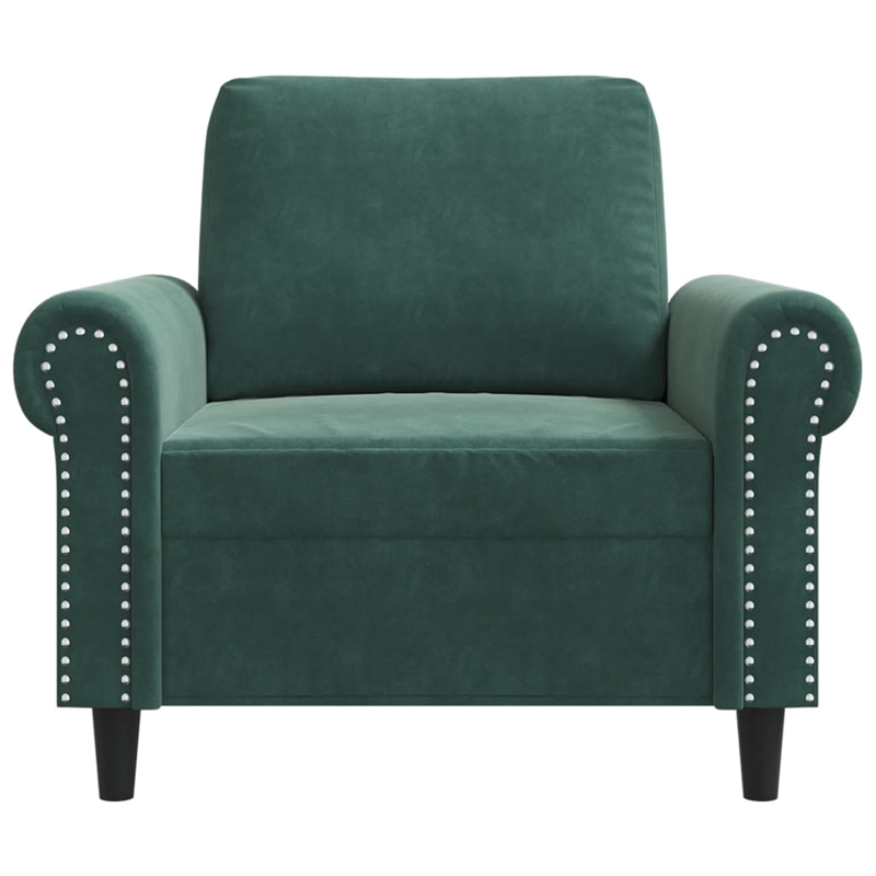 Bowery Hill Contemporary Single Sofa Chair in Dark Green Velvet