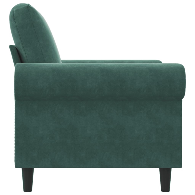 Bowery Hill Contemporary Single Sofa Chair in Dark Green Velvet