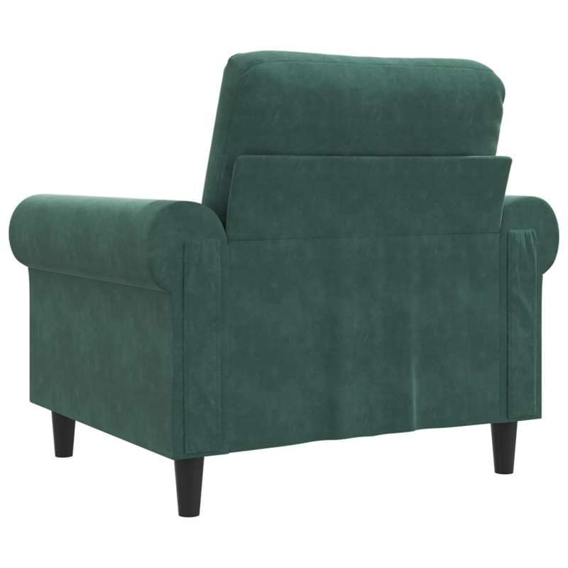 Bowery Hill Contemporary Single Sofa Chair in Dark Green Velvet