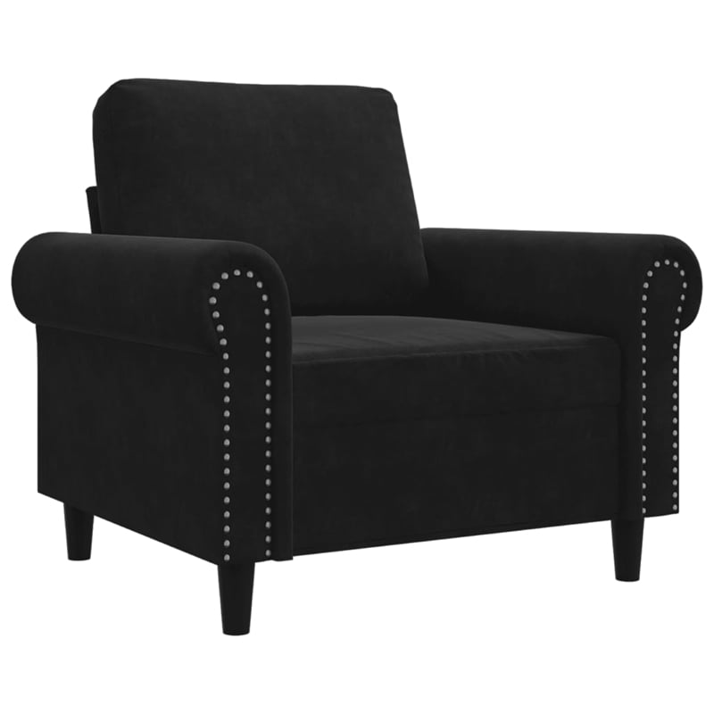 Bowery Hill Contemporary Single Sofa Chair in Black Finish Velvet