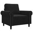 Bowery Hill Contemporary Single Sofa Chair in Black Finish Velvet