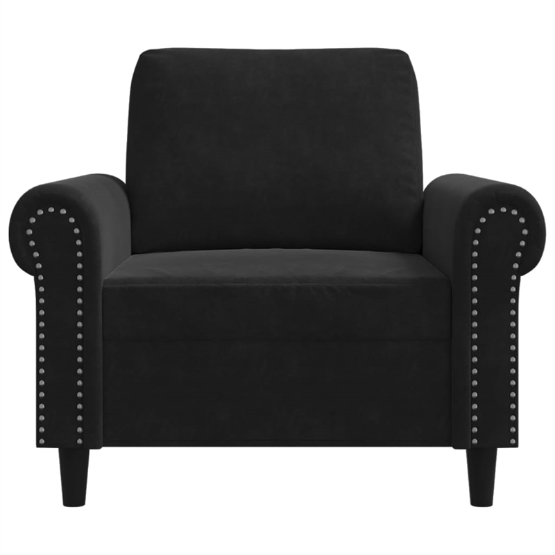 Bowery Hill Contemporary Single Sofa Chair in Black Finish Velvet