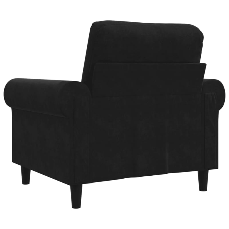 Bowery Hill Contemporary Single Sofa Chair in Black Finish Velvet