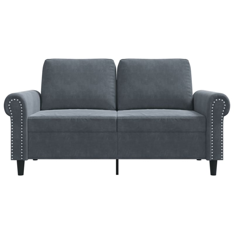 Bowery Hill Metal 2-Seater Sofa in Dark Grey Polyester Velvet