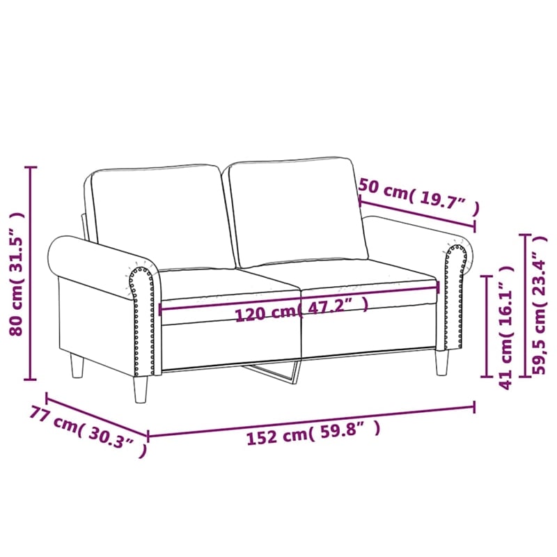 Bowery Hill Metal 2-Seater Sofa in Dark Green Polyester Velvet