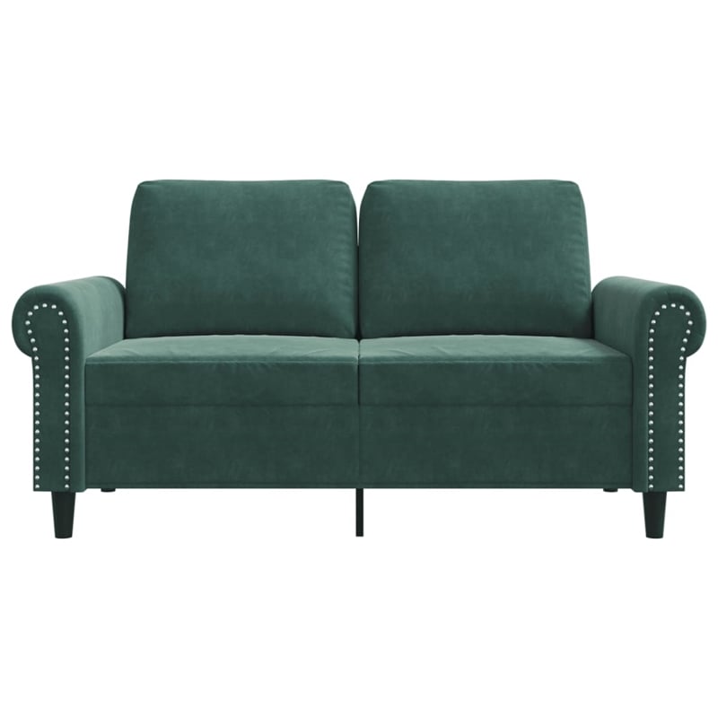 Bowery Hill Metal 2-Seater Sofa in Dark Green Polyester Velvet