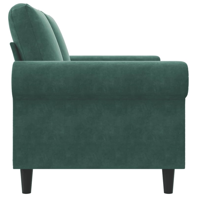 Bowery Hill Metal 2-Seater Sofa in Dark Green Polyester Velvet