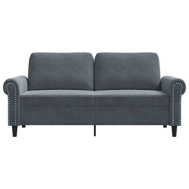 Bowery Hill Contemporary Metal 2-Seater Sofa in Dark Gray Polyester