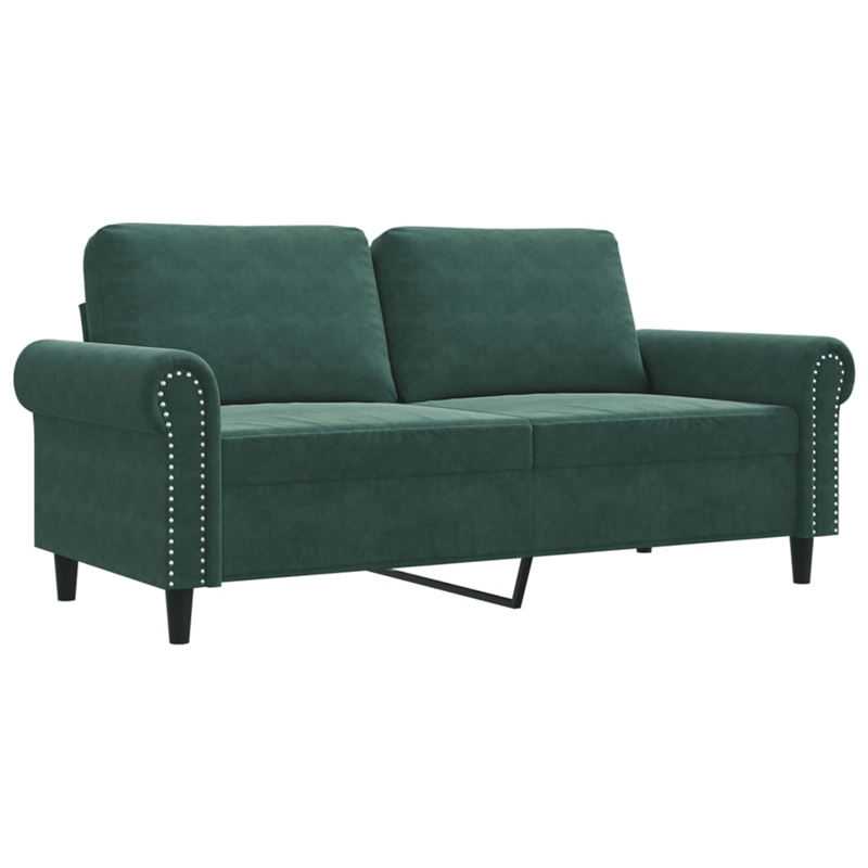 Bowery Hill Contemporary Metal 2-Seater Sofa in Dark Green Polyester