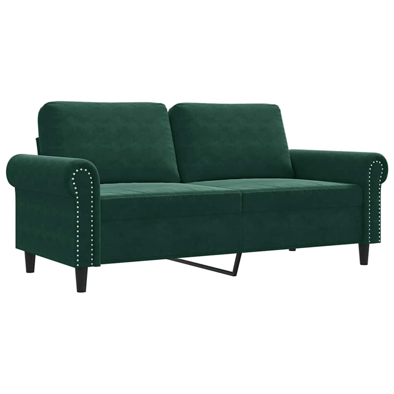 Bowery Hill Contemporary Metal 2-Seater Sofa in Dark Green Polyester