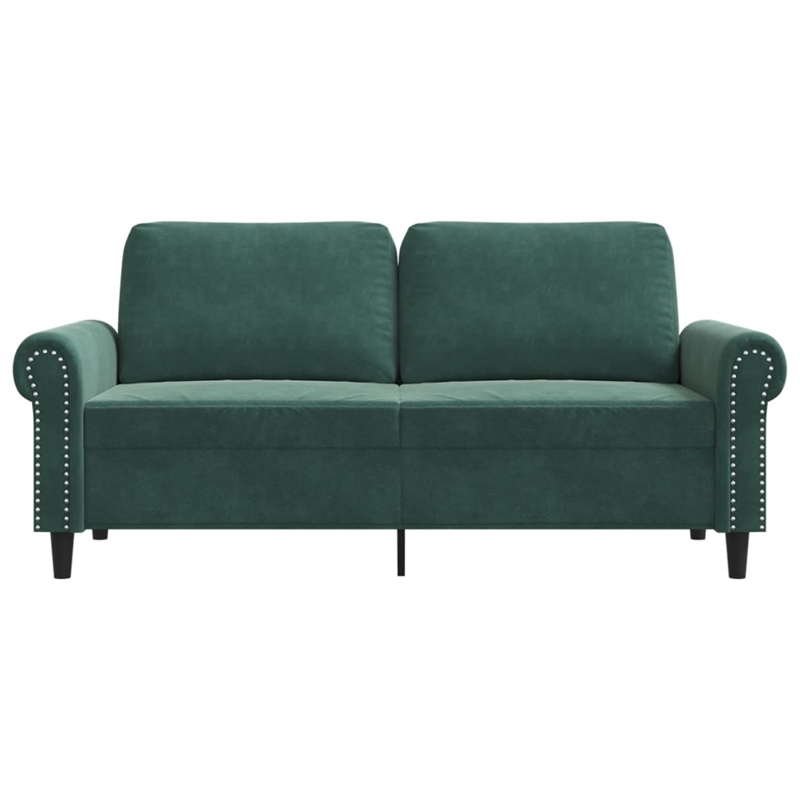 Bowery Hill Contemporary Metal 2-Seater Sofa in Dark Green Polyester