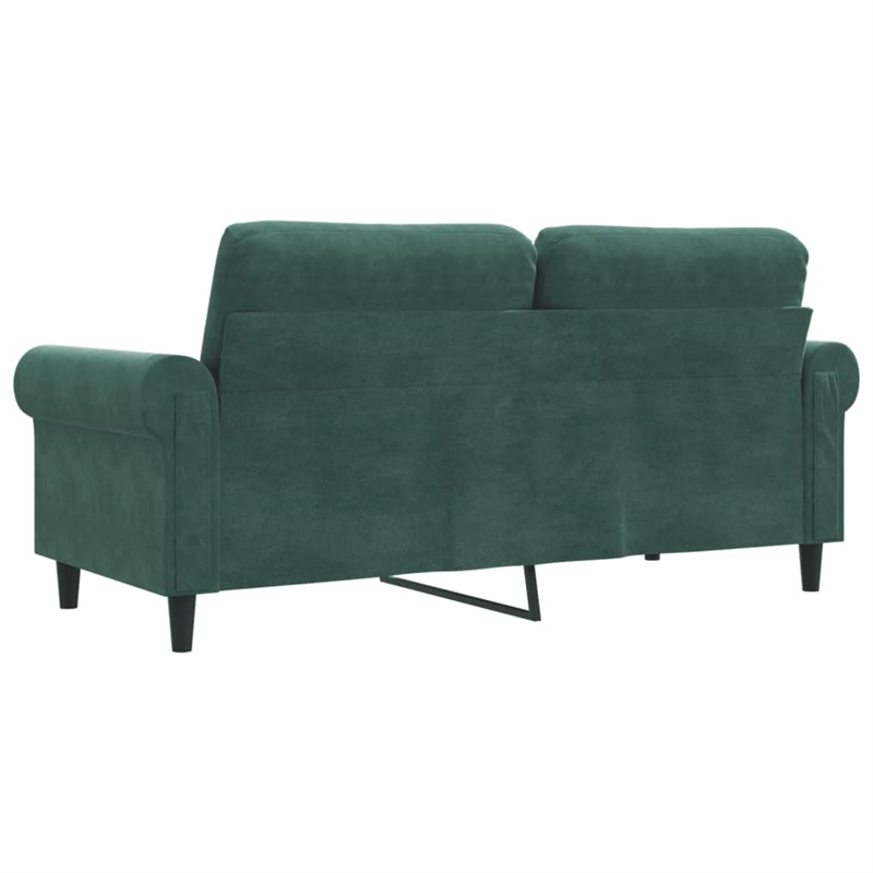 Bowery Hill Contemporary Metal 2-Seater Sofa in Dark Green Polyester