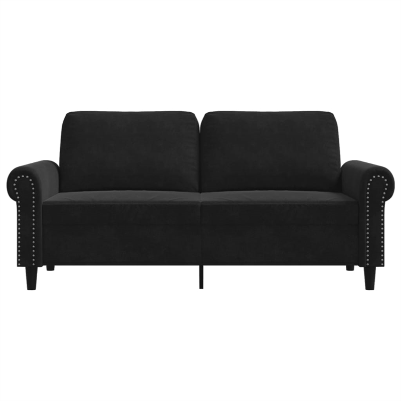 Bowery Hill Contemporary 2-Seater Sofa in Black Finish Polyester