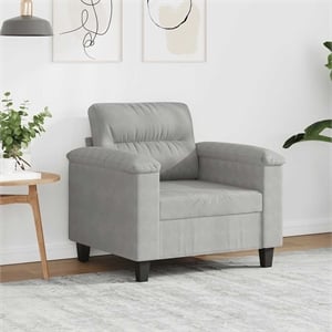 Bowery Hill Contemporary Single Sofa Chair in Light Grey Microfiber
