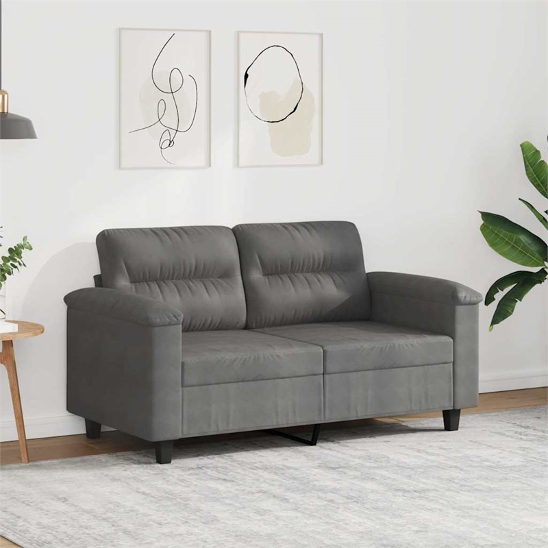 Bowery Hill Contemporary 2-Seater Sofa in Dark Grey Microfiber Fabric