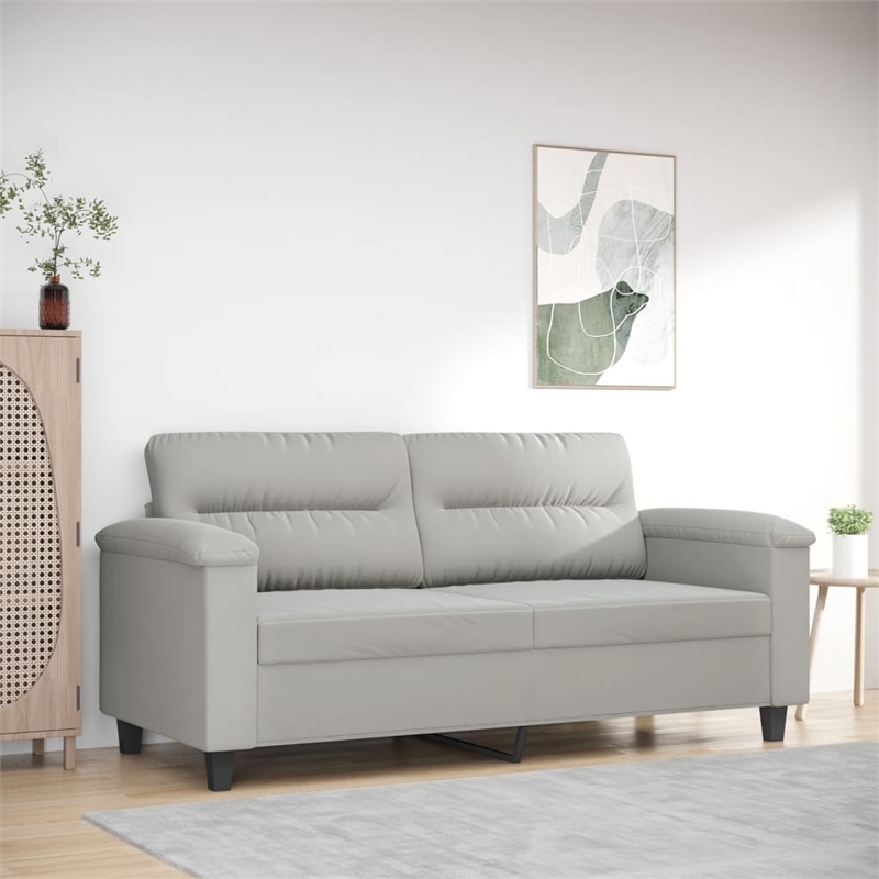 Bowery Hill Contemporary 2-Seater Sofa in Light Gray Microfiber