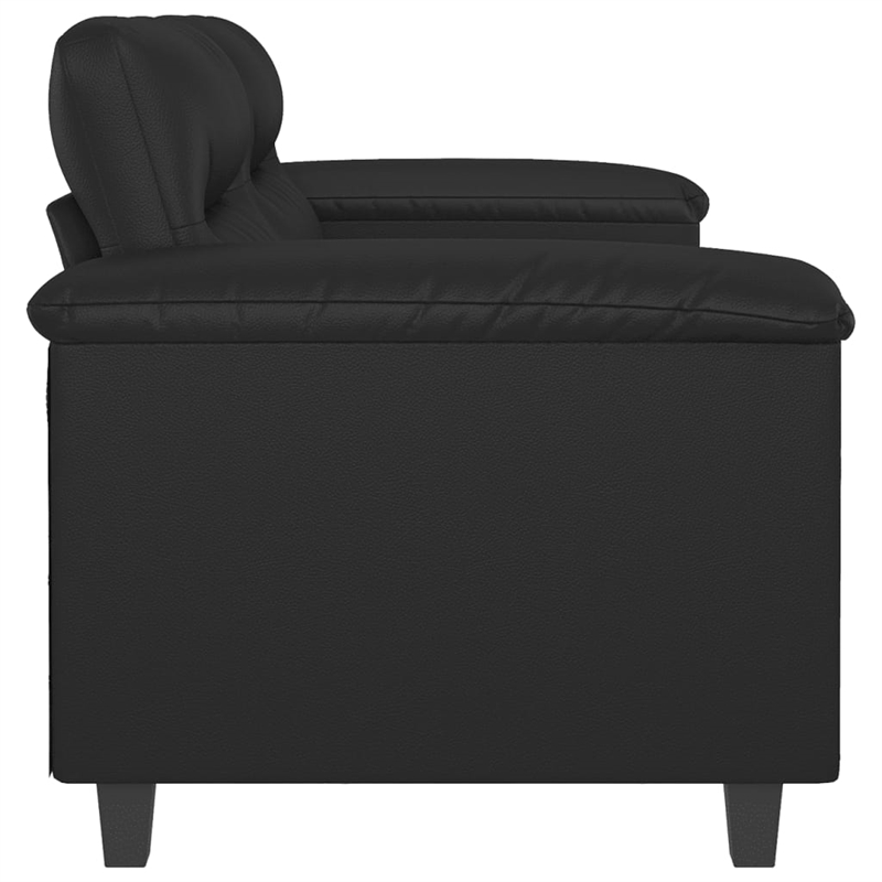 Bowery Hill Contemporary Faux Leather 2-Seater Sofa in Black