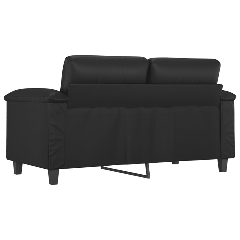 Bowery Hill Contemporary Faux Leather 2-Seater Sofa in Black