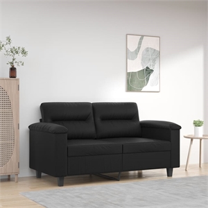 Bowery Hill Contemporary Faux Leather 2-Seater Sofa in Black