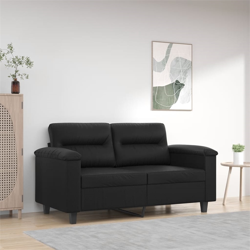 Bowery Hill Contemporary Faux Leather 2-Seater Sofa in Black