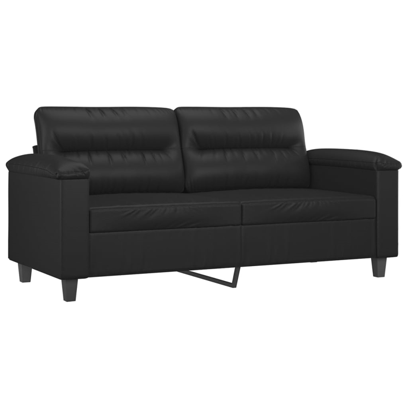Bowery Hill Contemporary 2-Seater Sofa in Black Faux Leather