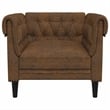 Bowery Hill Contemporary Chesterfield Single Sofa Chair in Brown