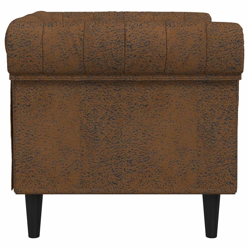 Bowery Hill Contemporary Chesterfield Single Sofa Chair in Brown