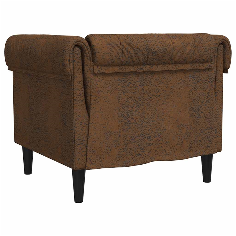 Bowery Hill Contemporary Chesterfield Single Sofa Chair in Brown