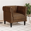 Bowery Hill Contemporary Chesterfield Single Sofa Chair in Brown