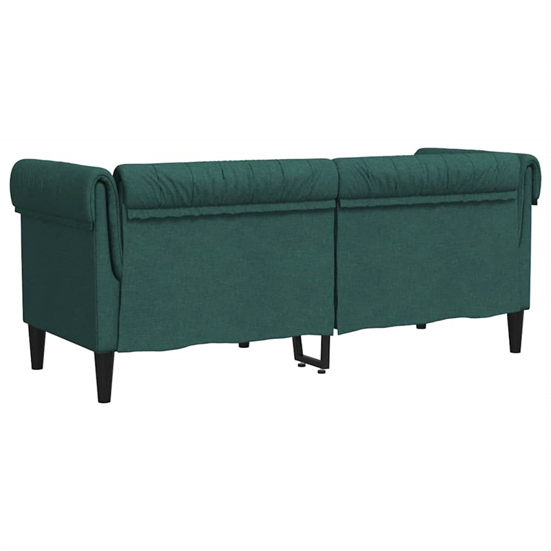 Bowery Hill Contemporary Polyester Chesterfield Sofa in Dark Green