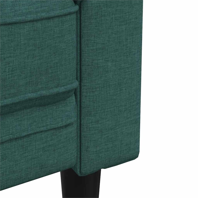 Bowery Hill Contemporary Polyester Chesterfield Sofa in Dark Green