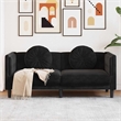 Bowery Hill Contemporary 2-Seater Sofa in Black Polyester Velvet