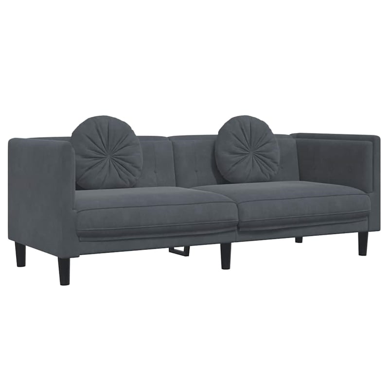 Bowery Hill Contemporary Sofa in Dark Grey Finish Polyester Velvet