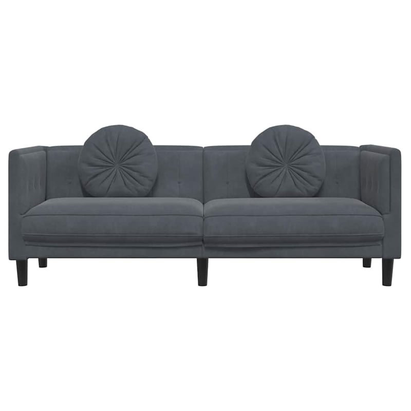 Bowery Hill Contemporary Sofa in Dark Grey Finish Polyester Velvet
