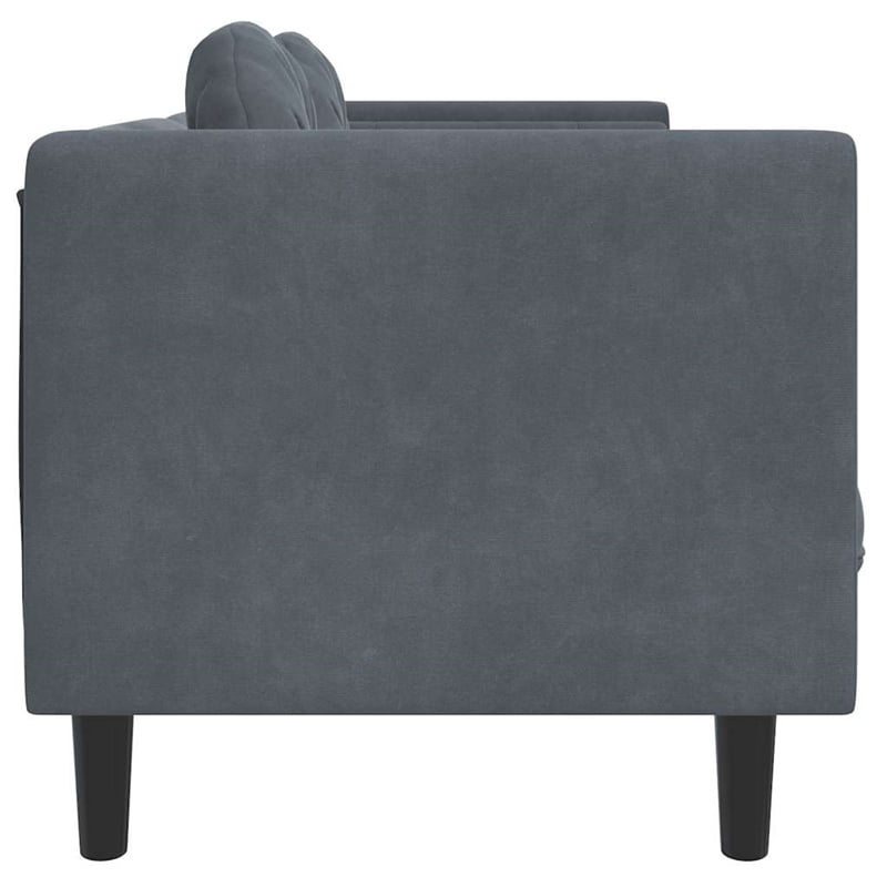 Bowery Hill Contemporary Sofa in Dark Grey Finish Polyester Velvet