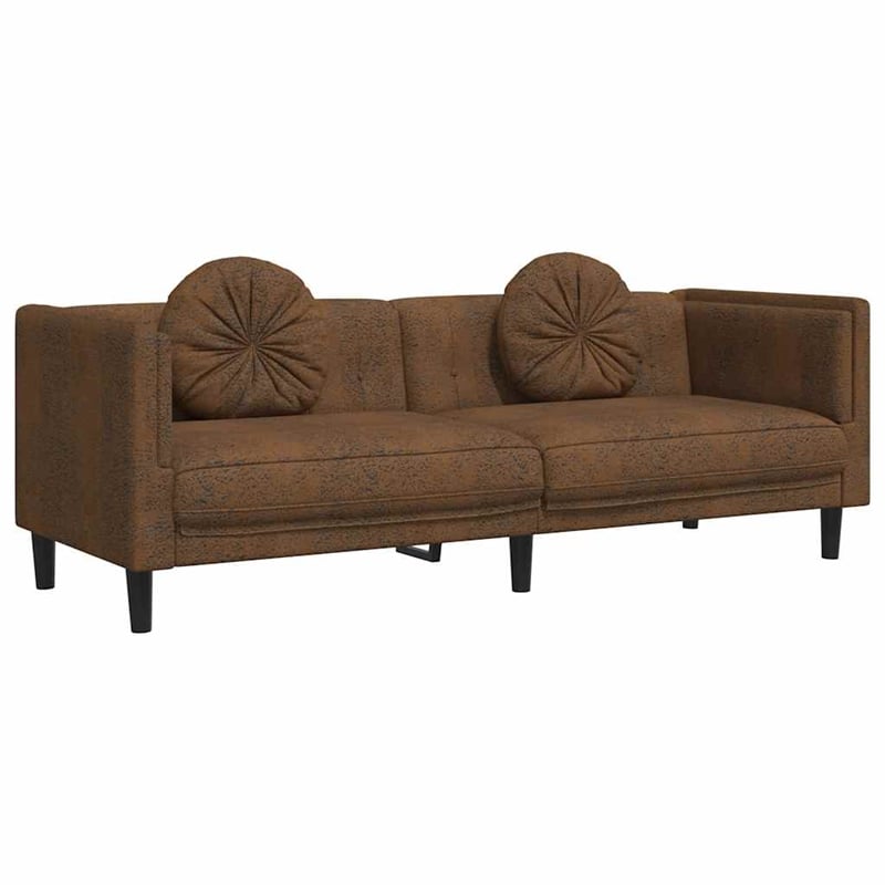 Bowery Hill Modern / Contemporary Sofa in Brown Faux Suede Leather