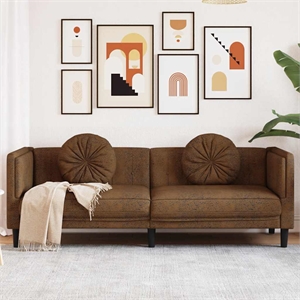Bowery Hill Modern / Contemporary Sofa in Brown Faux Suede Leather