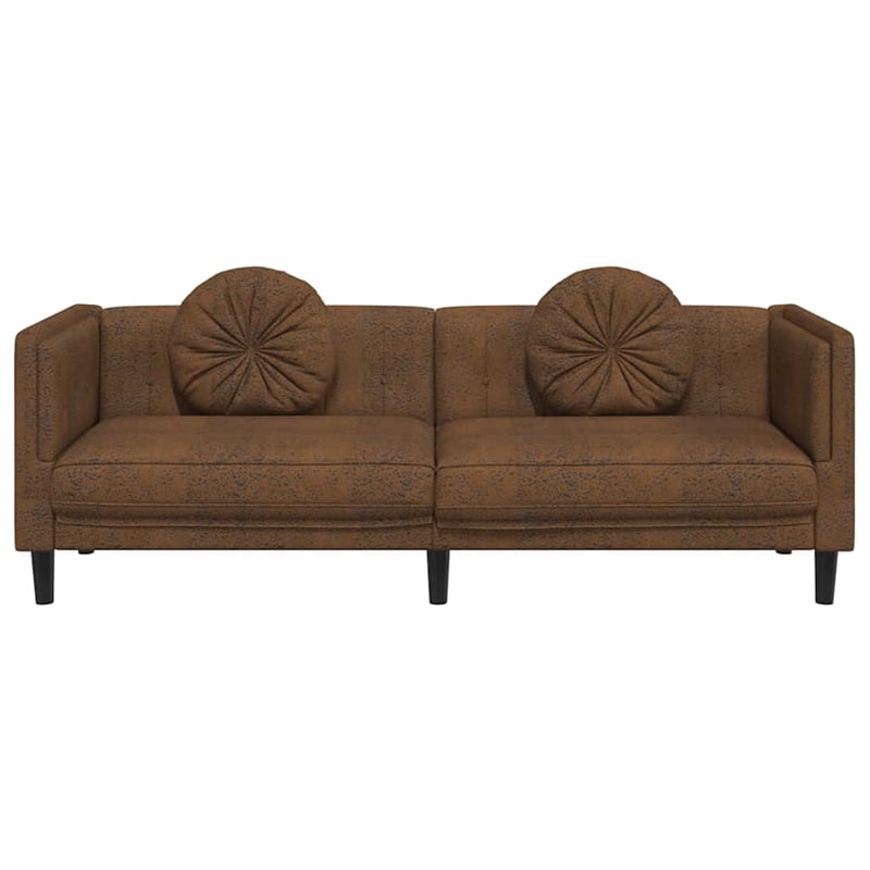 Bowery Hill Modern / Contemporary Sofa in Brown Faux Suede Leather