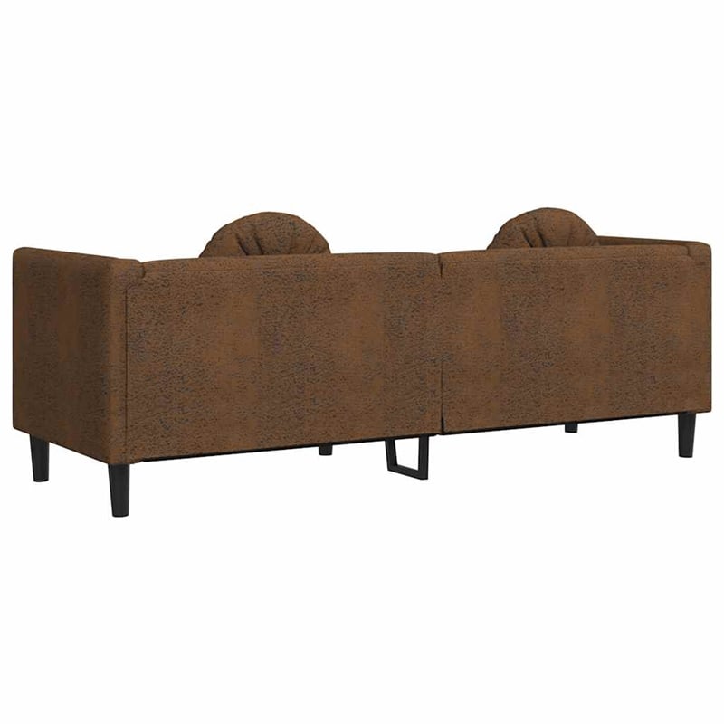 Bowery Hill Modern / Contemporary Sofa in Brown Faux Suede Leather