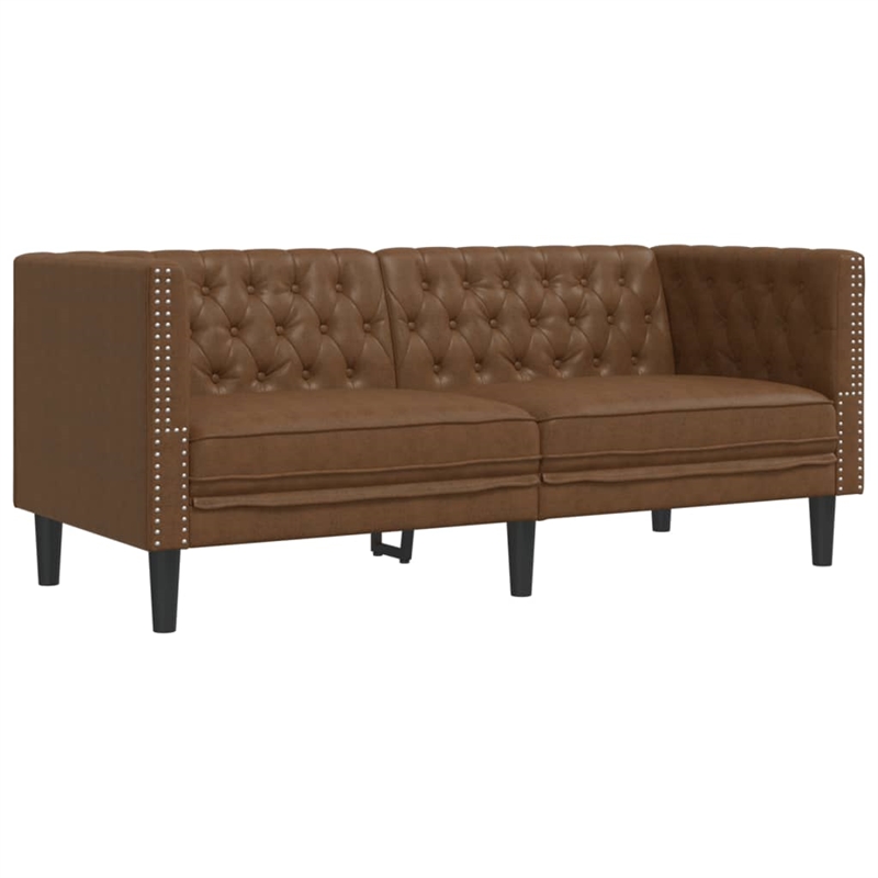 Bowery Hill Modern / Contemporary Chesterfield Sofa in Brown Fabric