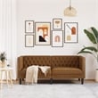 Bowery Hill Modern / Contemporary Chesterfield Sofa in Brown Fabric