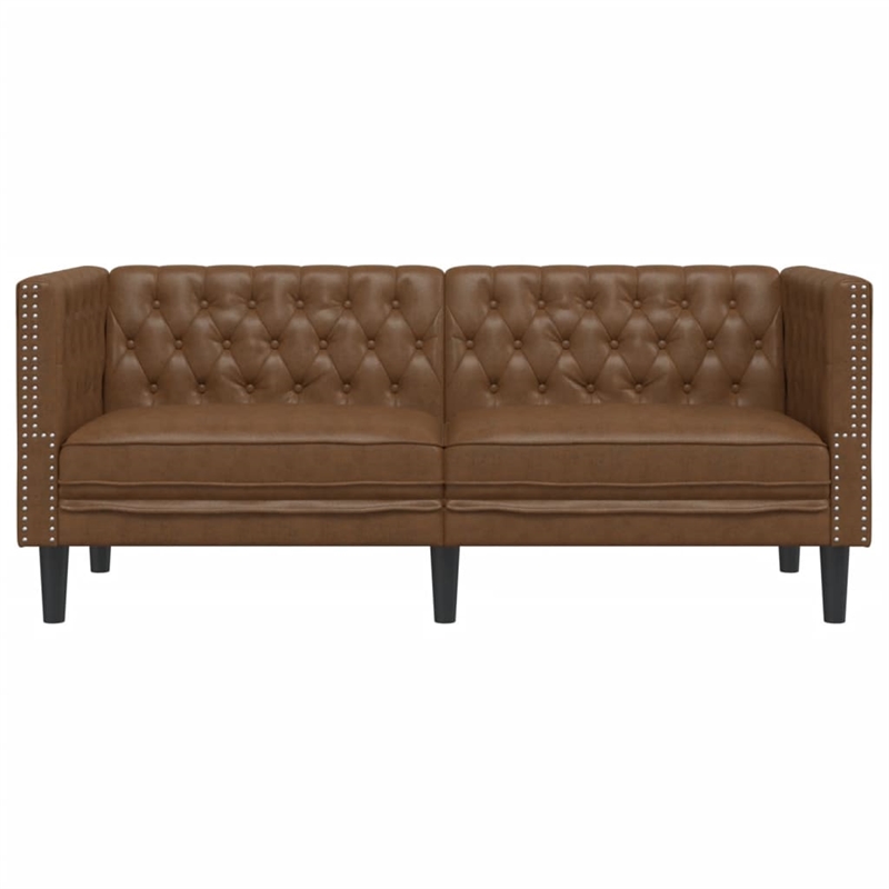 Bowery Hill Modern / Contemporary Chesterfield Sofa in Brown Fabric