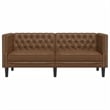 Bowery Hill Modern / Contemporary Chesterfield Sofa in Brown Fabric