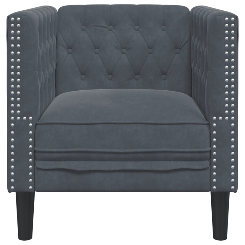 Bowery Hill Contemporary Chesterfield Single Sofa Chair in Dark Grey