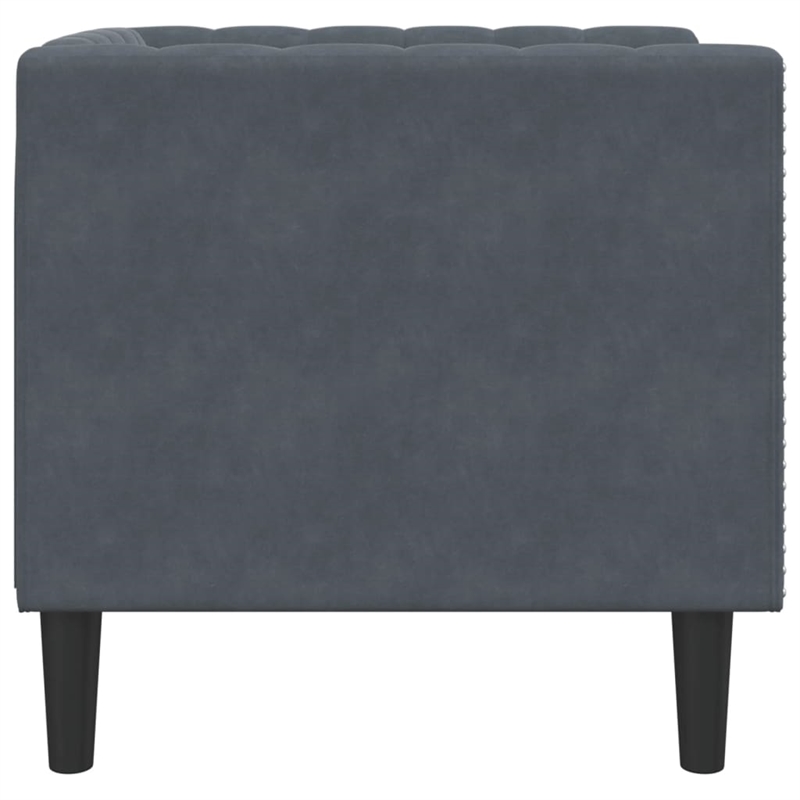 Bowery Hill Contemporary Chesterfield Single Sofa Chair in Dark Grey