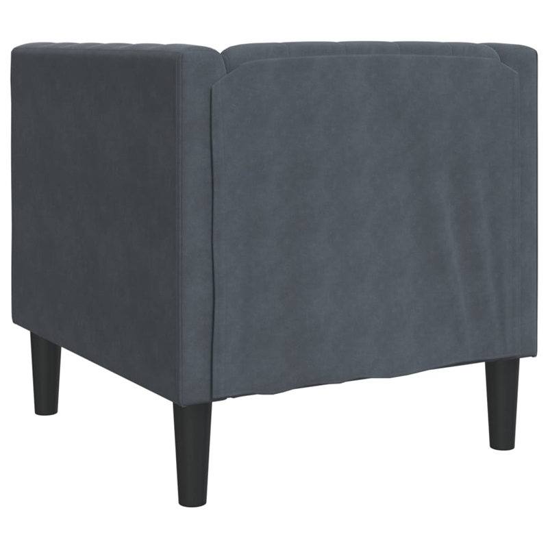 Bowery Hill Contemporary Chesterfield Single Sofa Chair in Dark Grey