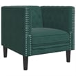 Bowery Hill Contemporary Chesterfield Single Sofa Chair in Dark Green