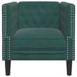 Bowery Hill Contemporary Chesterfield Single Sofa Chair in Dark Green