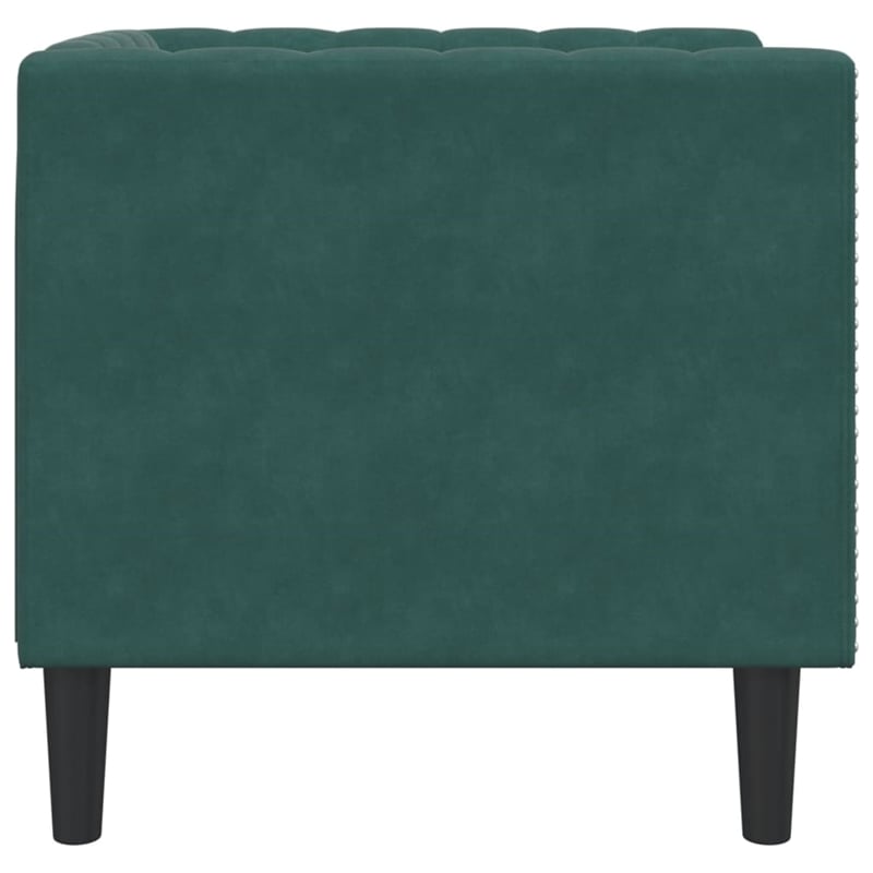 Bowery Hill Contemporary Chesterfield Single Sofa Chair in Dark Green